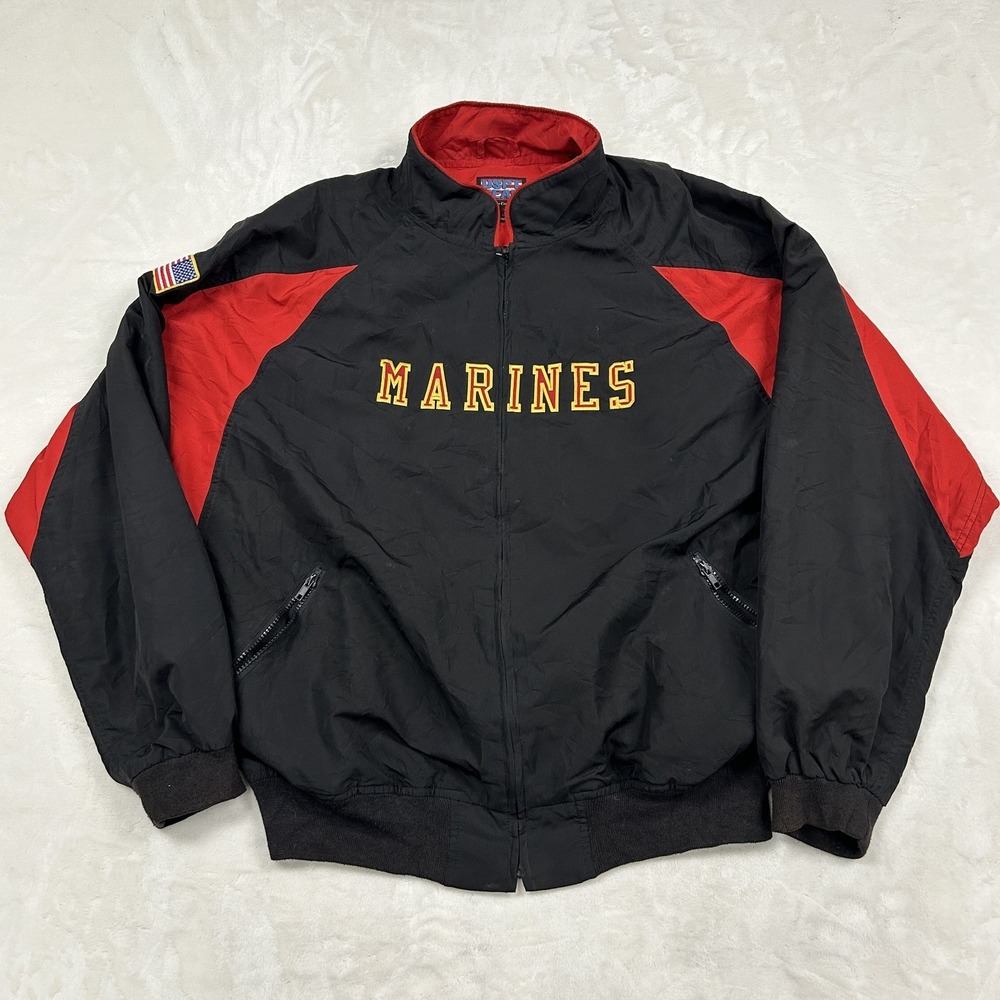 USPT Gear Windbreaker Jacket Mens XXL Black Red Marines Signature Series 0768